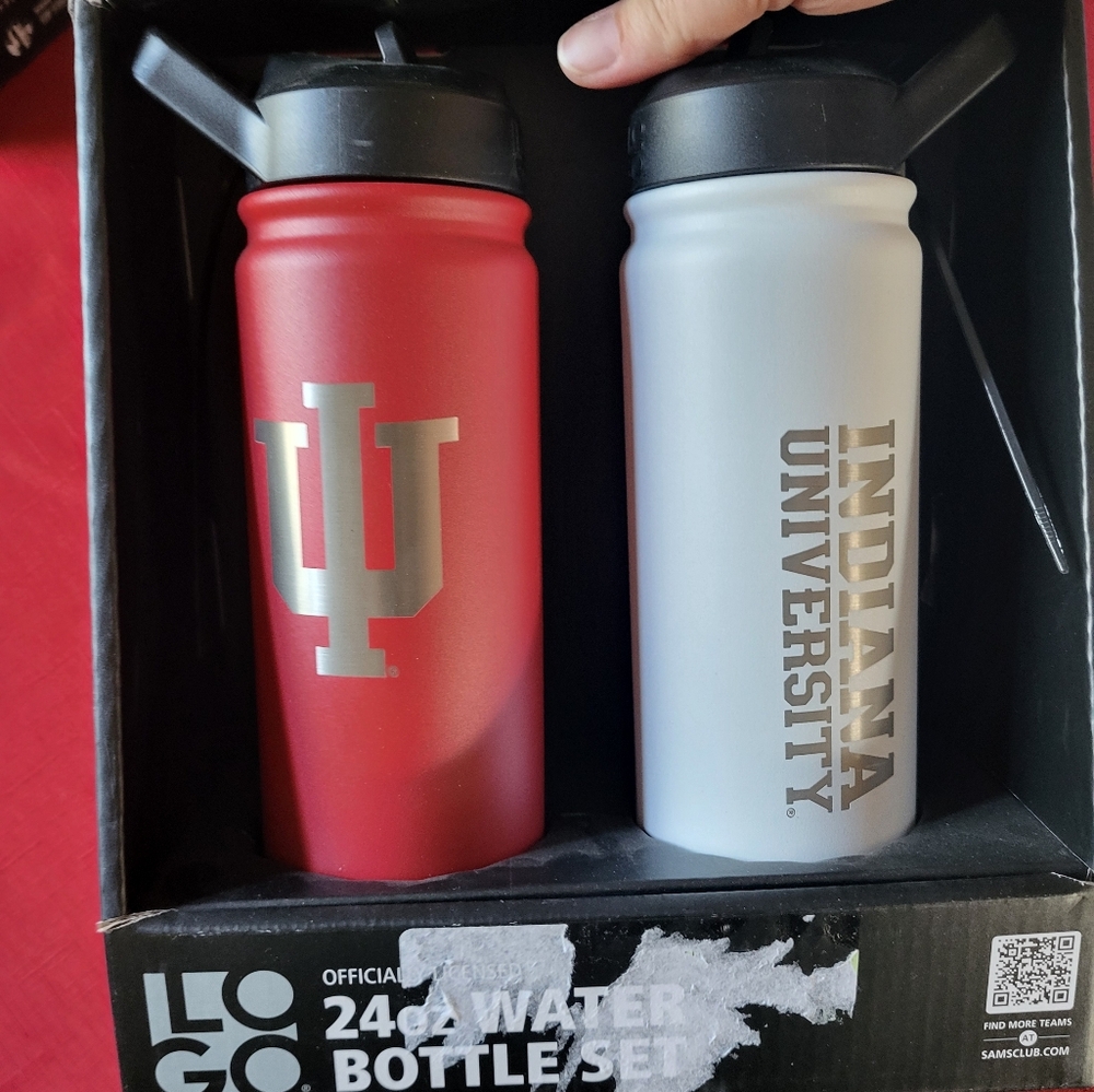 NEW Logo Brands Officially Licensed NCAA 24 oz. Water Bottle Set Indiana Univers